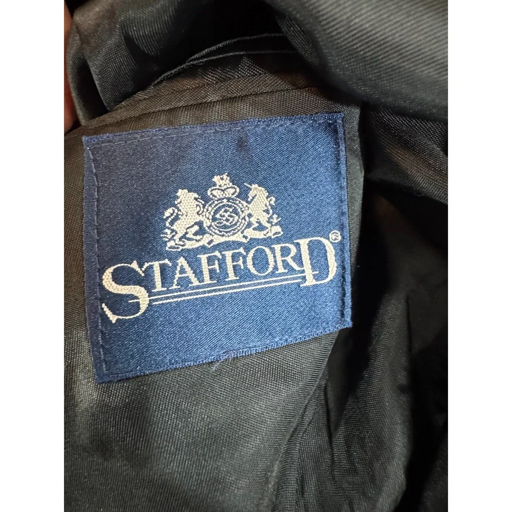 Stafford Blazer Mens 50L Navy Blue 2 Gold Button Sports Coat Worsted Wool USA‎